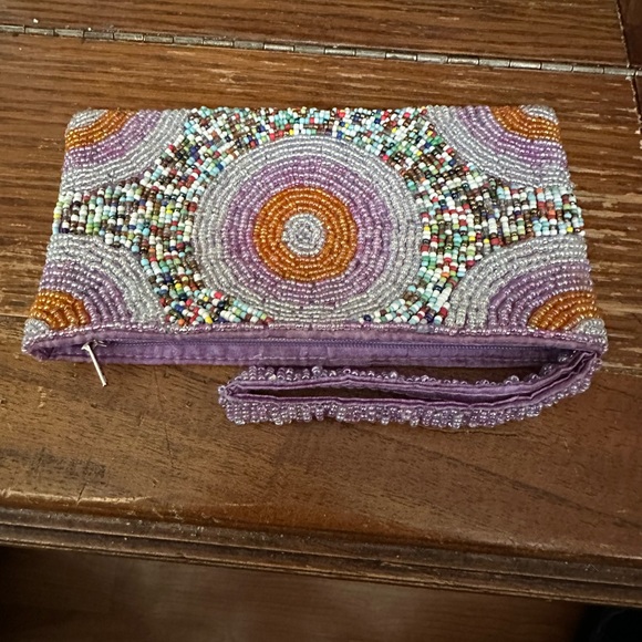 Vintage hand beaded small clutch purse or evening bag - Picture 3 of 7